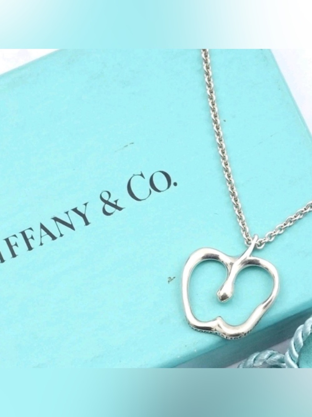 Tiffany & Co. Sterling Silver 925 Elsa Peretti 16” Open Apple Pendant Necklace
